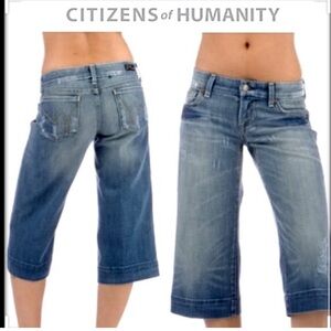 COH Citizens of Humanity Santorini Faye Jeans Capri Denim Gaucho Blue Cropped